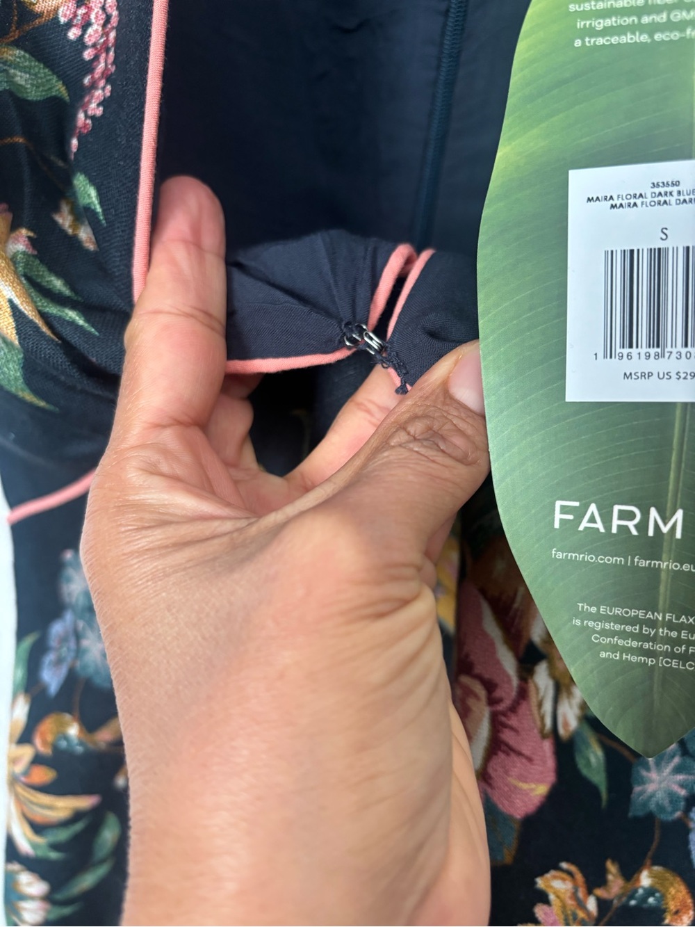 FARM Rio Maira Floral Dark Blue Midi Dress - Picture 9 of 12